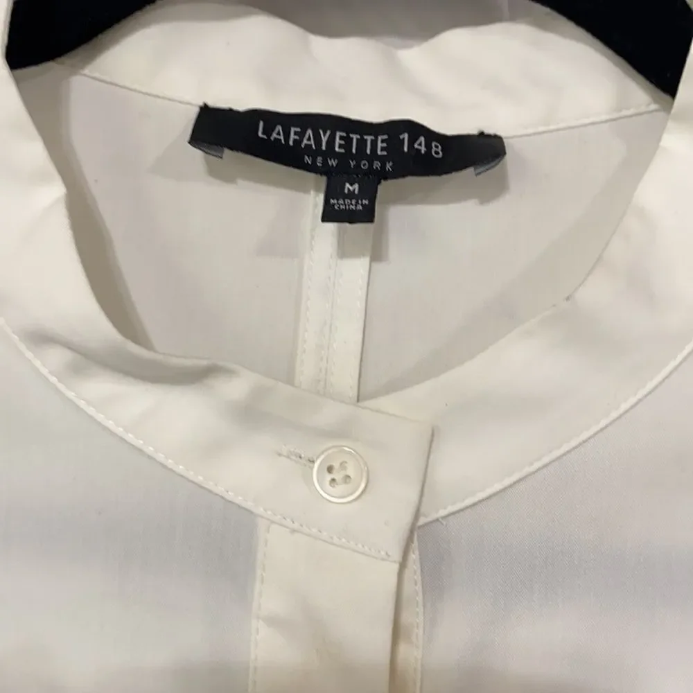 Lafayette 148  Cotton Bernice  Mandarin Collar Button Down Tunic With Pockets M‎ - Picture 7 of 11
